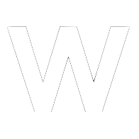 White capital letter W on black background.